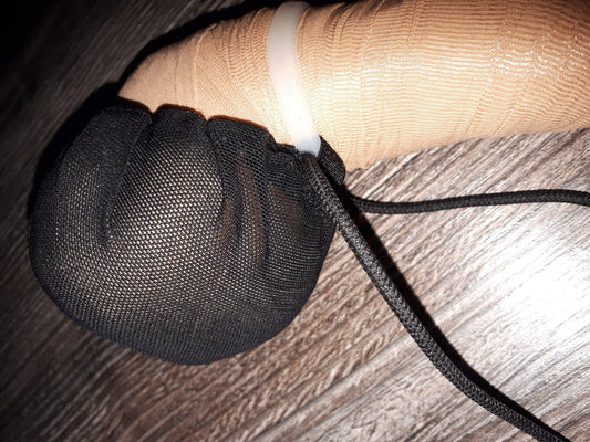 Hodensack Halter Juwelenbeutel Nusstüte Eiertasche Cockring Silikon Hodenbeutel schwarz Mesh - SEXSENSE