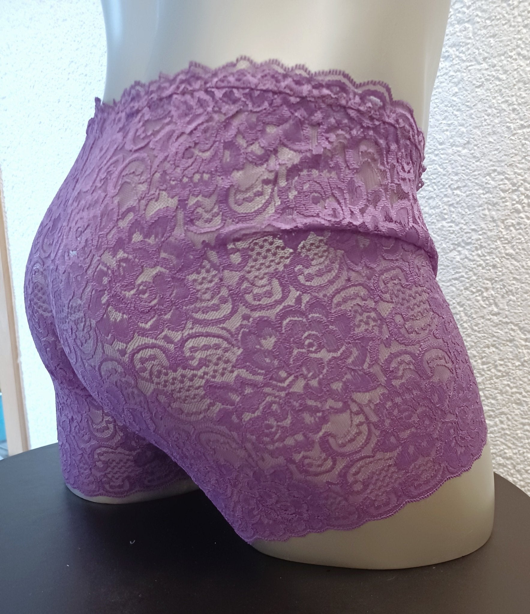 Boxershorts elastische mika - lila Spitze transparent feminin - SEXSENSE