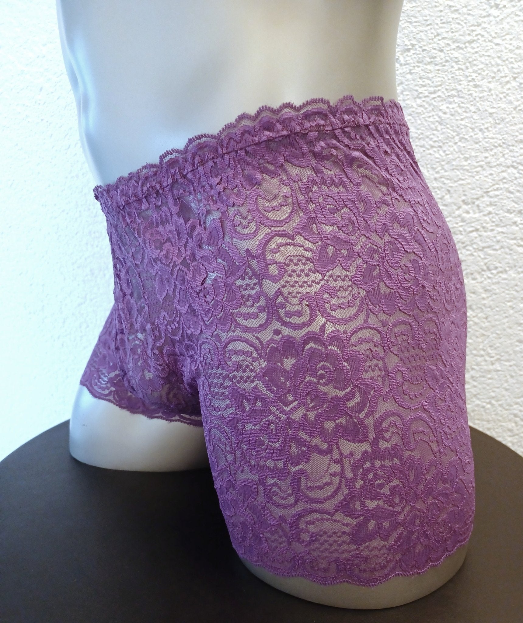 Boxershorts elastische mika - lila Spitze transparent feminin - SEXSENSE