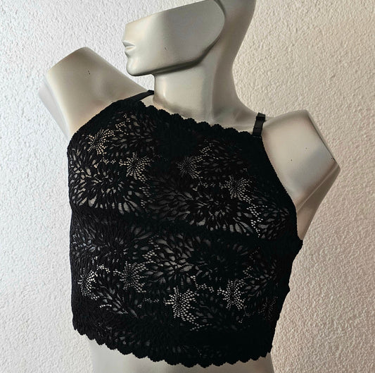 Herren Muscle - Shirt Bustier sportliche Unterwäsche elastische schwarze transparente Spitze - SEXSENSE