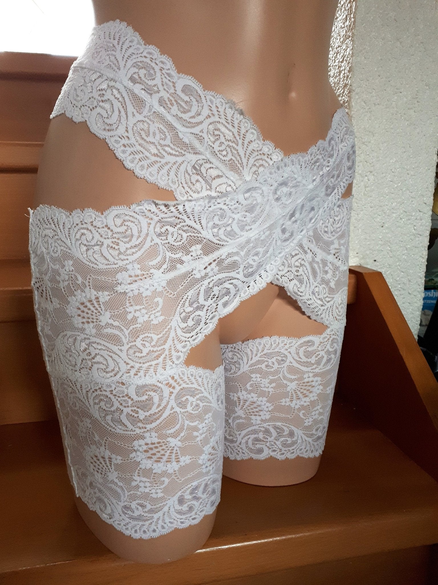 Oberschenkelschoner Strumpfband Stay Hip elastische Spitze weiß Damen Lingerie Dessous Unterwäsche Hochzeit - SEXSENSE