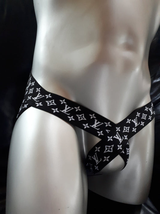 Sling Thong Jockstrap ouvert Push Up Slip Herren Toy Gay schwarz/weiß Unikat - SEXSENSE