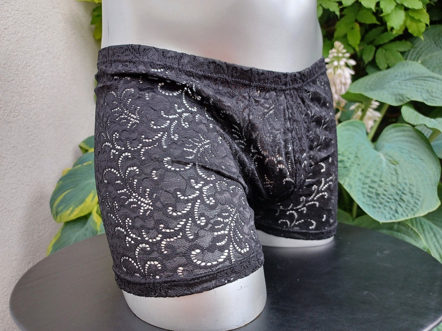 Boxershorts Spitze schwarz elastisch transparent enganliegend sexy - SEXSENSE