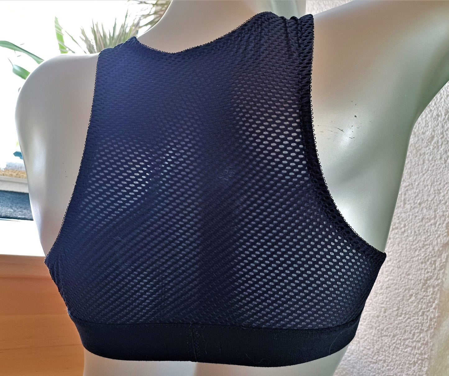 Herren Mesh Muscle - Shirt Bustier sportliche Unterwäsche elastischer schwarzer transparent - SEXSENSE