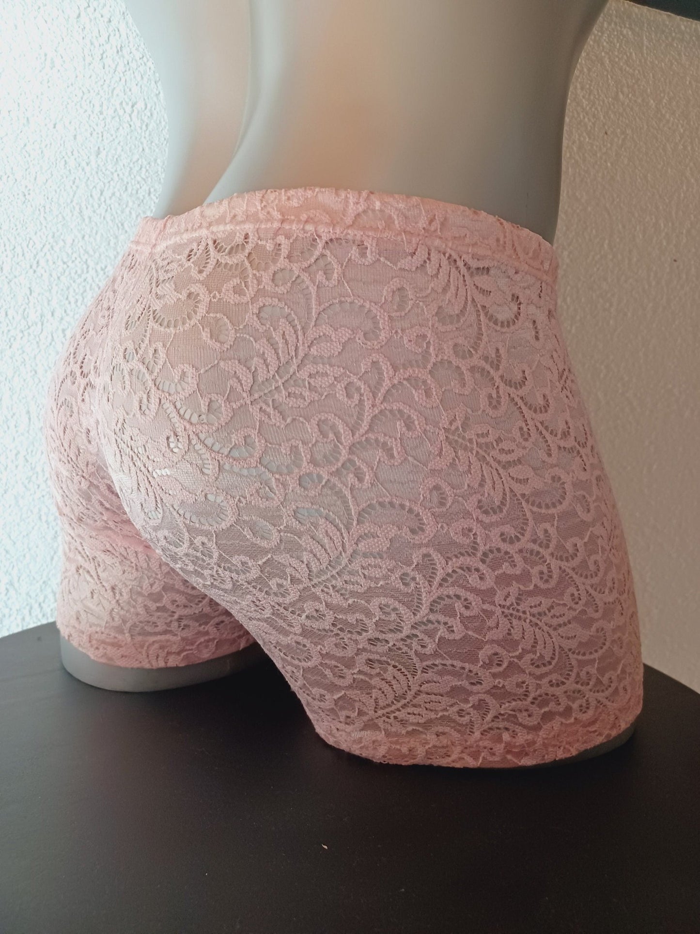Boxershorts Spitze puder - rosa elastisch transparent enganliegend sexy - SEXSENSE