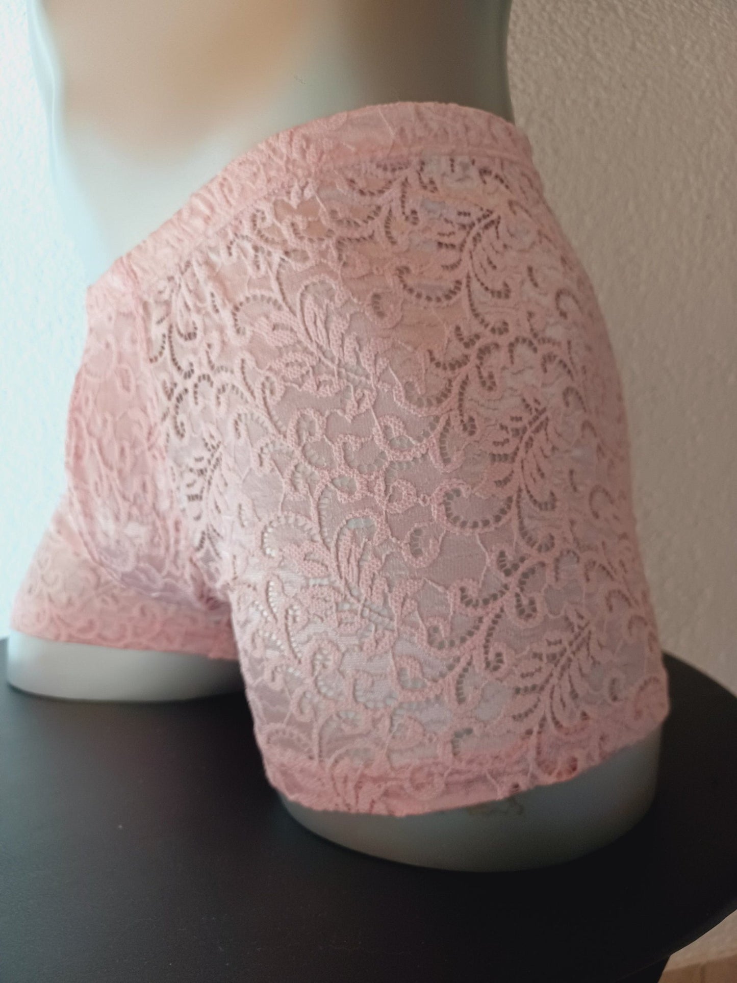 Boxershorts Spitze puder - rosa elastisch transparent enganliegend sexy - SEXSENSE