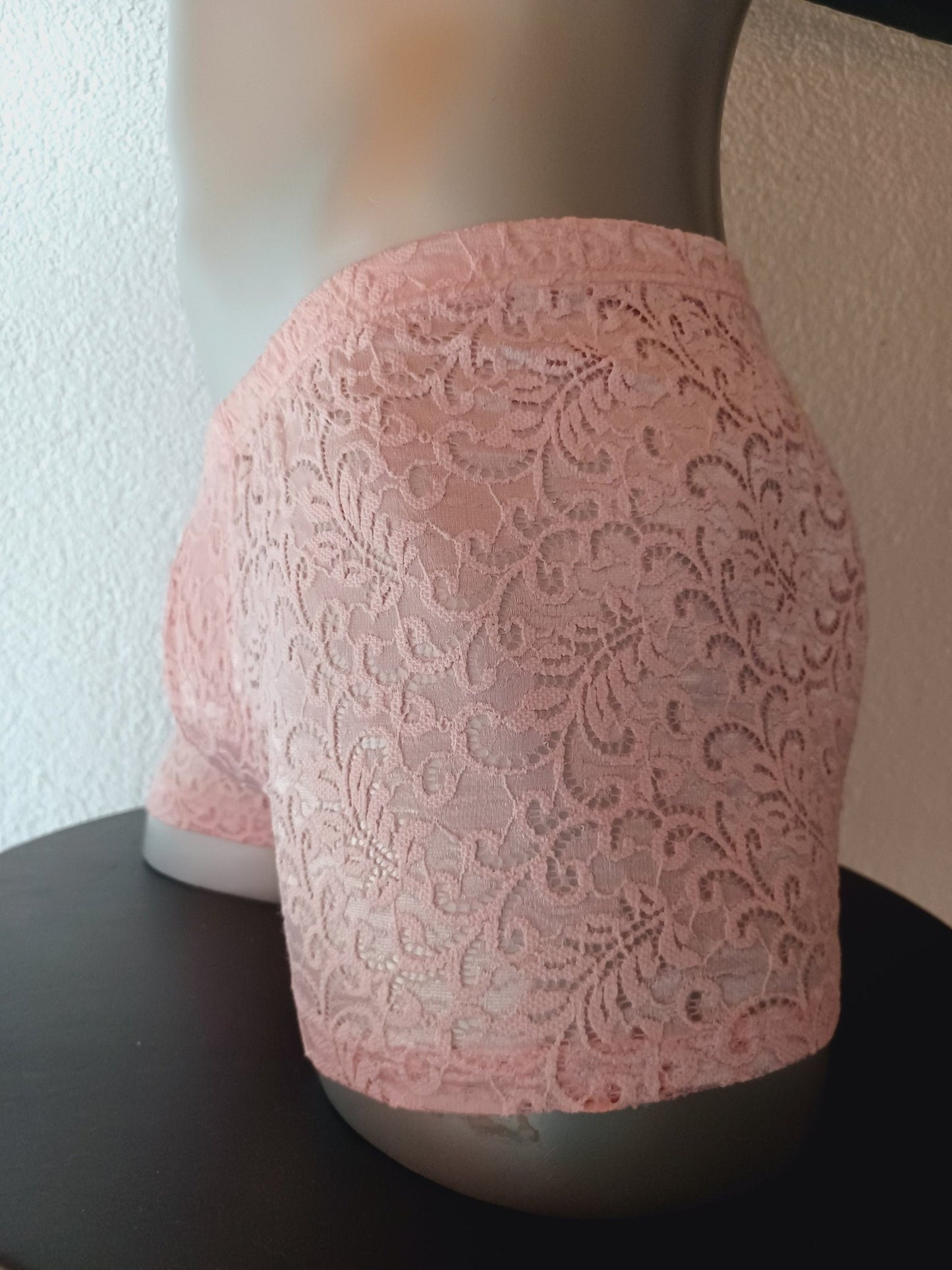 Boxershorts Spitze puder - rosa elastisch transparent enganliegend sexy - SEXSENSE