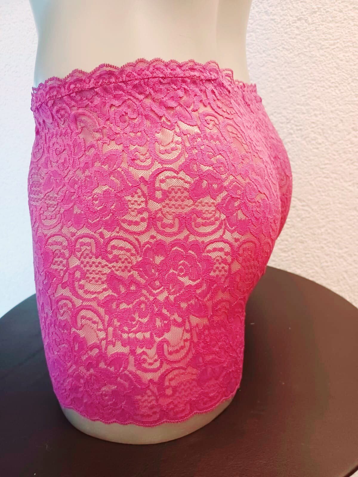 Boxershorts elastische magenta/pink Spitze transparent feminin - SEXSENSE