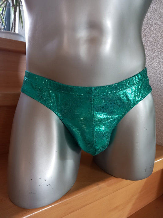 LETZTER ARTIKEL Badehose Slip Tanga elastisches Lycra grün Metallic Unikat Gr. L - SEXSENSE