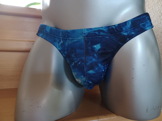 Badehose 3/4 Butt elastisches Scuba Jersey dunkelblau Ozean Druck - SEXSENSE