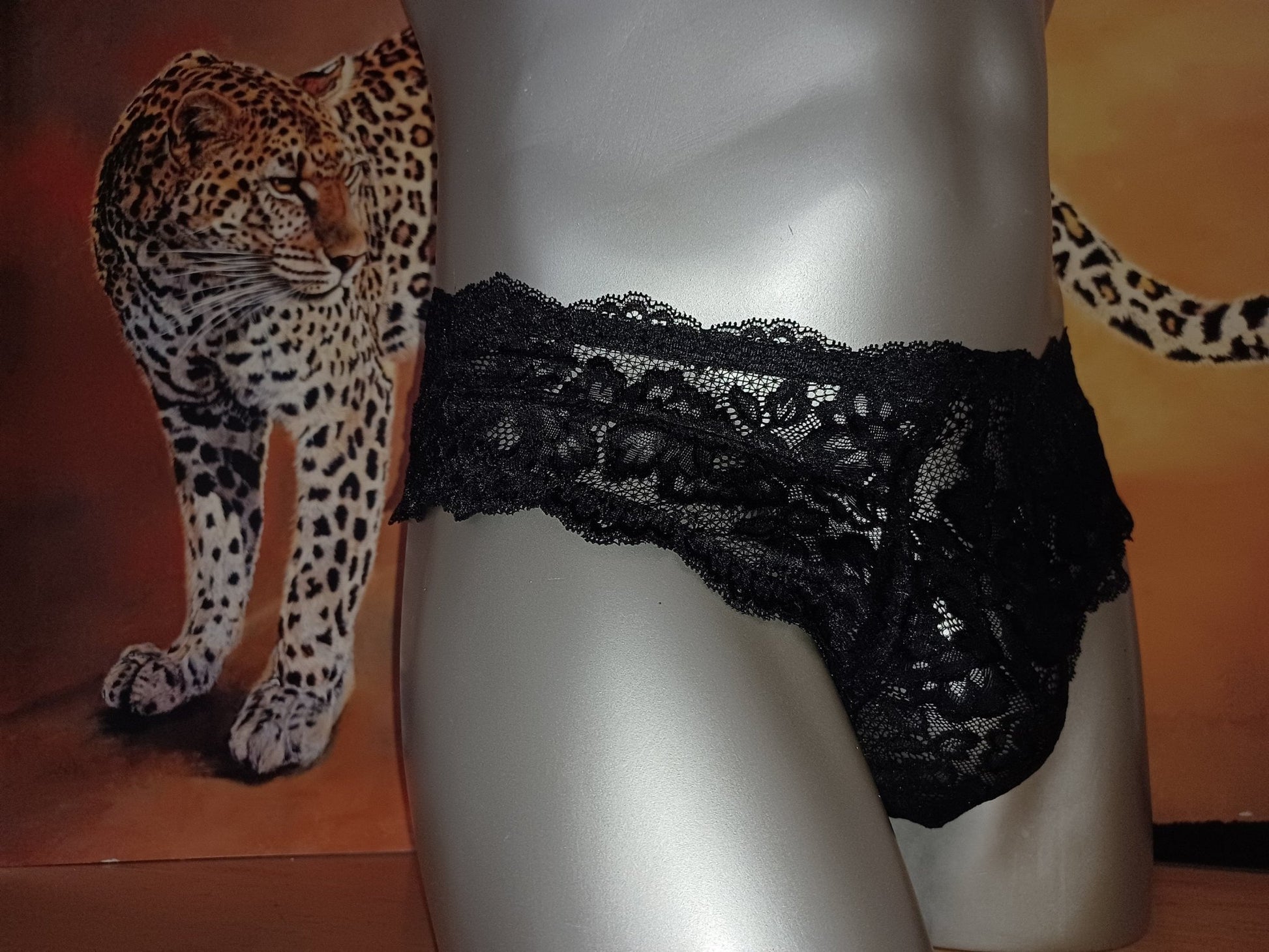Herren Spitzen Slip Hipster Panty schwarz Femboy - SEXSENSE