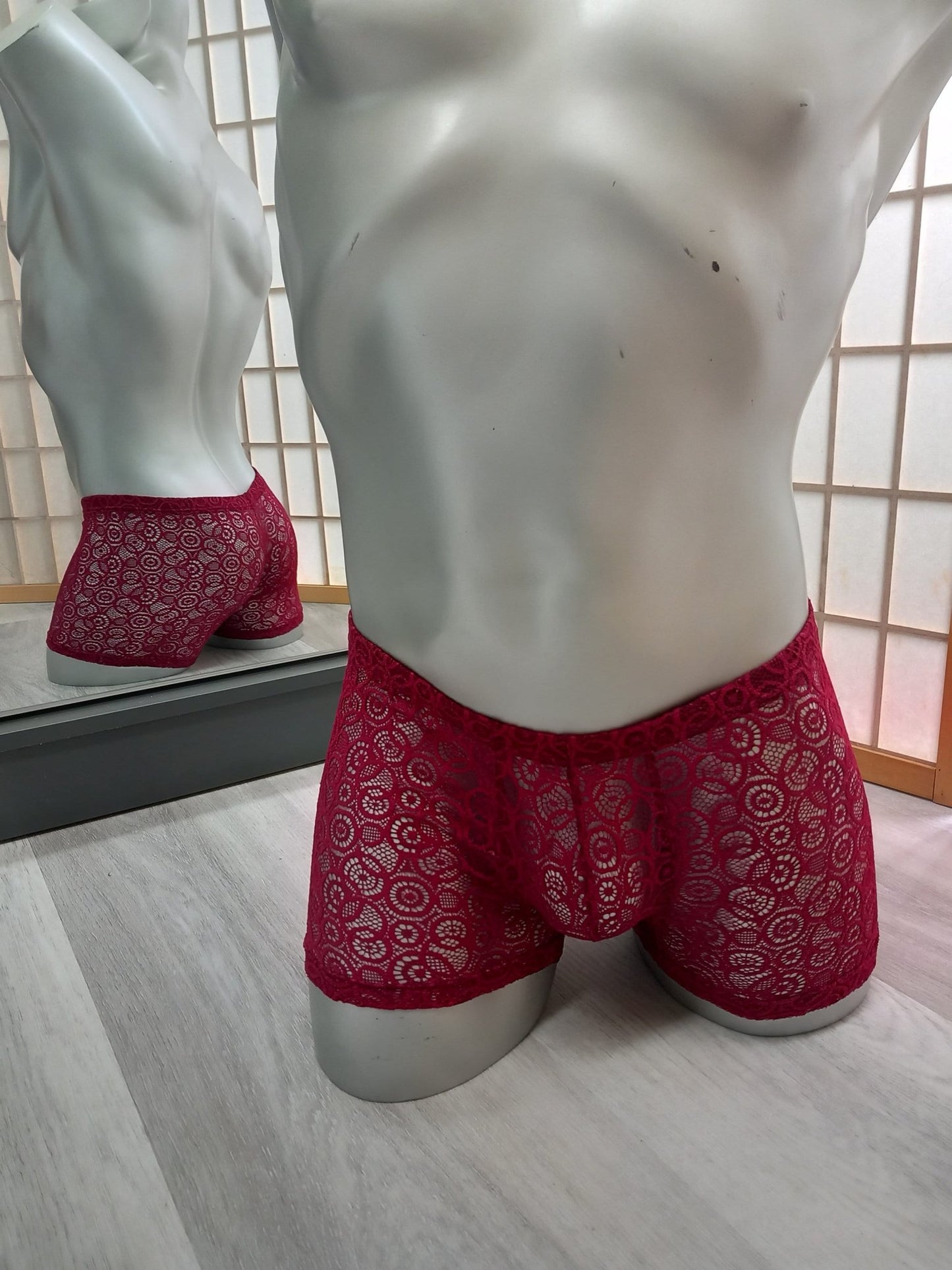 LETZTER ARTIKEL Boxershorts elastische Spitze bordeaux Herren Dessous Gr S Unikat - SEXSENSE