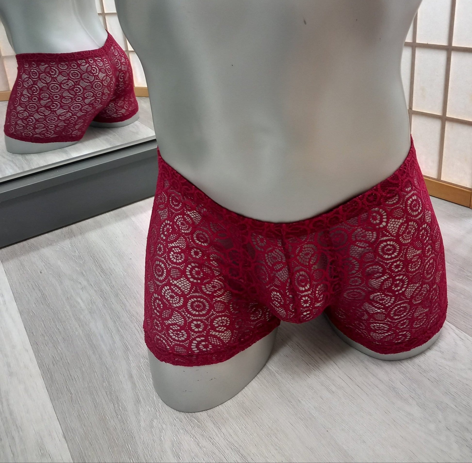 LETZTER ARTIKEL Boxershorts elastische Spitze bordeaux Herren Dessous Gr S Unikat - SEXSENSE