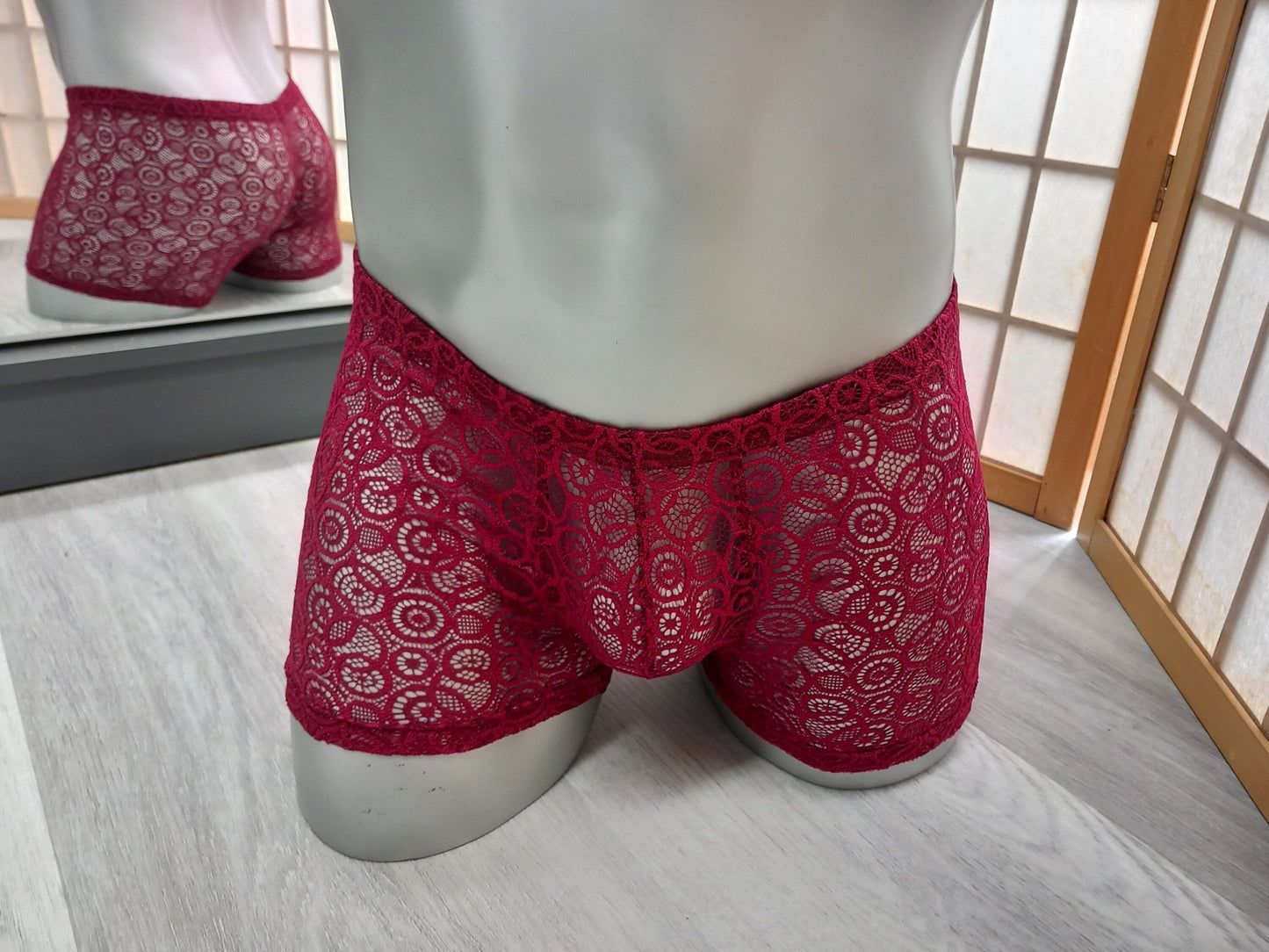 LETZTER ARTIKEL Boxershorts elastische Spitze bordeaux Herren Dessous Gr S Unikat - SEXSENSE