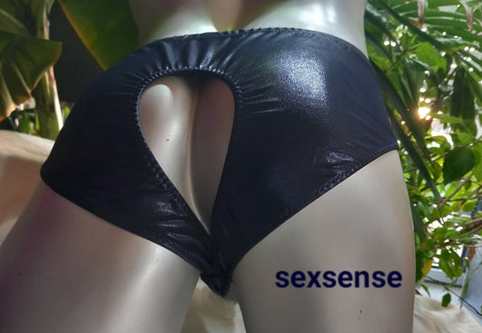Slip Hipster open Butt Po offen Reizwäsche ouvert Herren metallic Lycra Dessous Unterwäsche Lingerie Gay Spielzeug adult - SEXSENSE