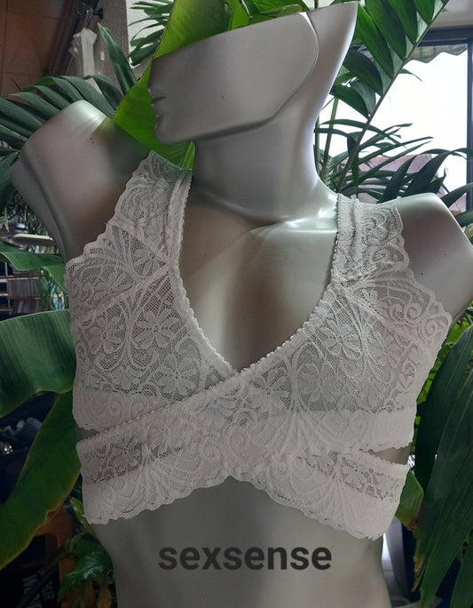 en femme Bustier und BH aus elastischer Spitze in weiß 2 - teiliges Shirt - Top - SEXSENSE