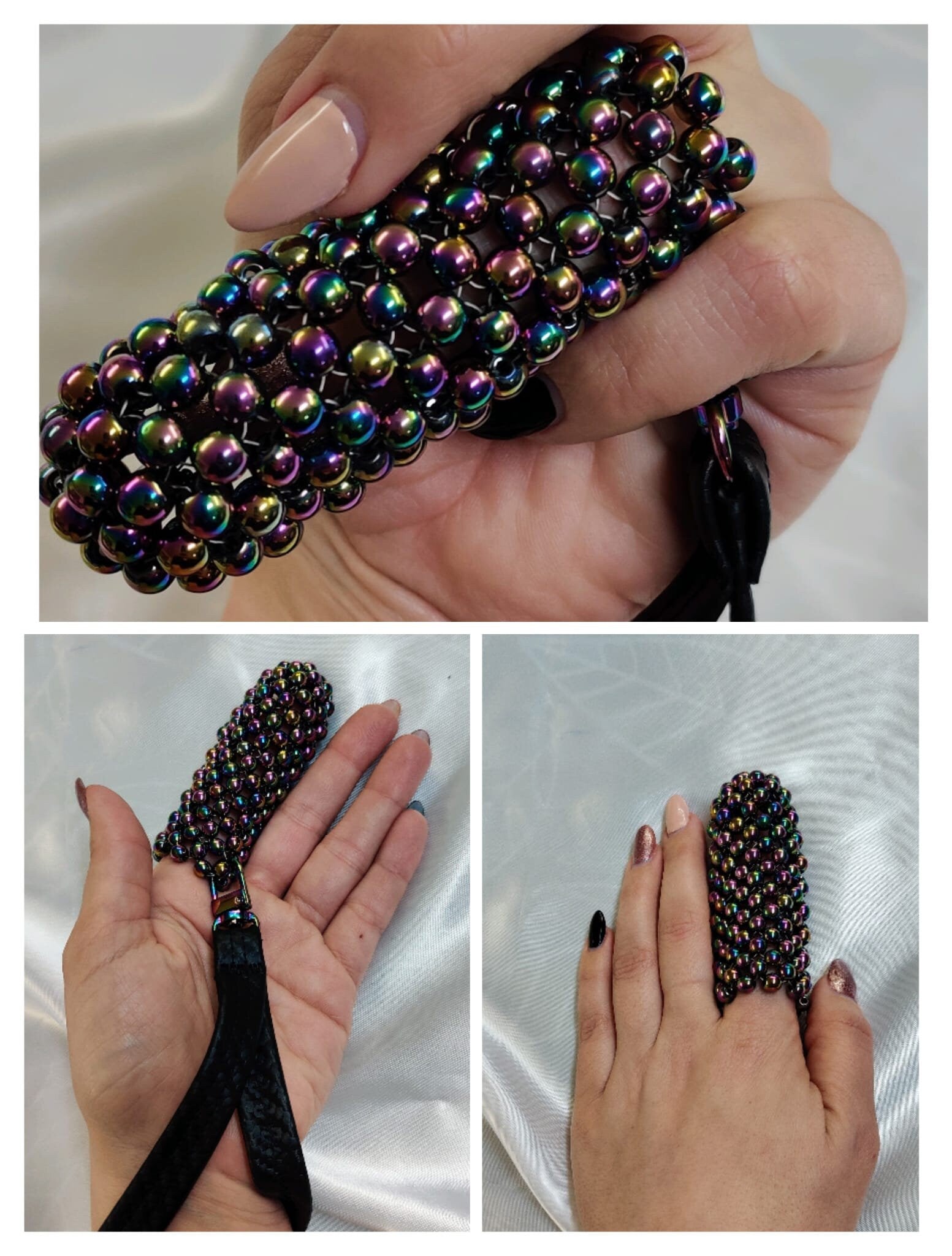 Dildo Massagegerät Stimulator Massage - Fingerdildo Schmeichler erotisch schwarze irisierende Hämatit Perlen Lustperlen - SEXSENSE