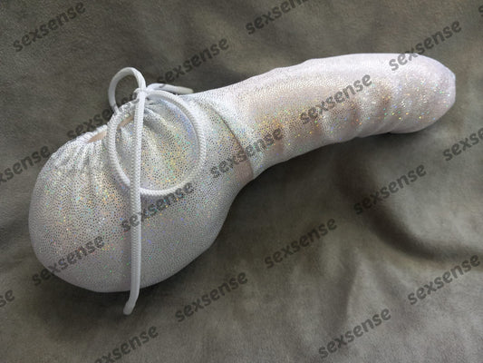 Penissocke Lümmeltüte Juwelensäckchen weißer Lycra mit Hologramm Glitter Onesleeve - SEXSENSE