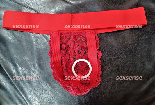 G - String Thong Sackhalter Spitze ouvert Po frei sexy Analplug viele Farben - SEXSENSE