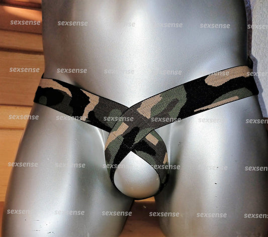 Sling Thong Camouflage Jockstrap ouvert Push Up Slip armeefarben camouflage - SEXSENSE