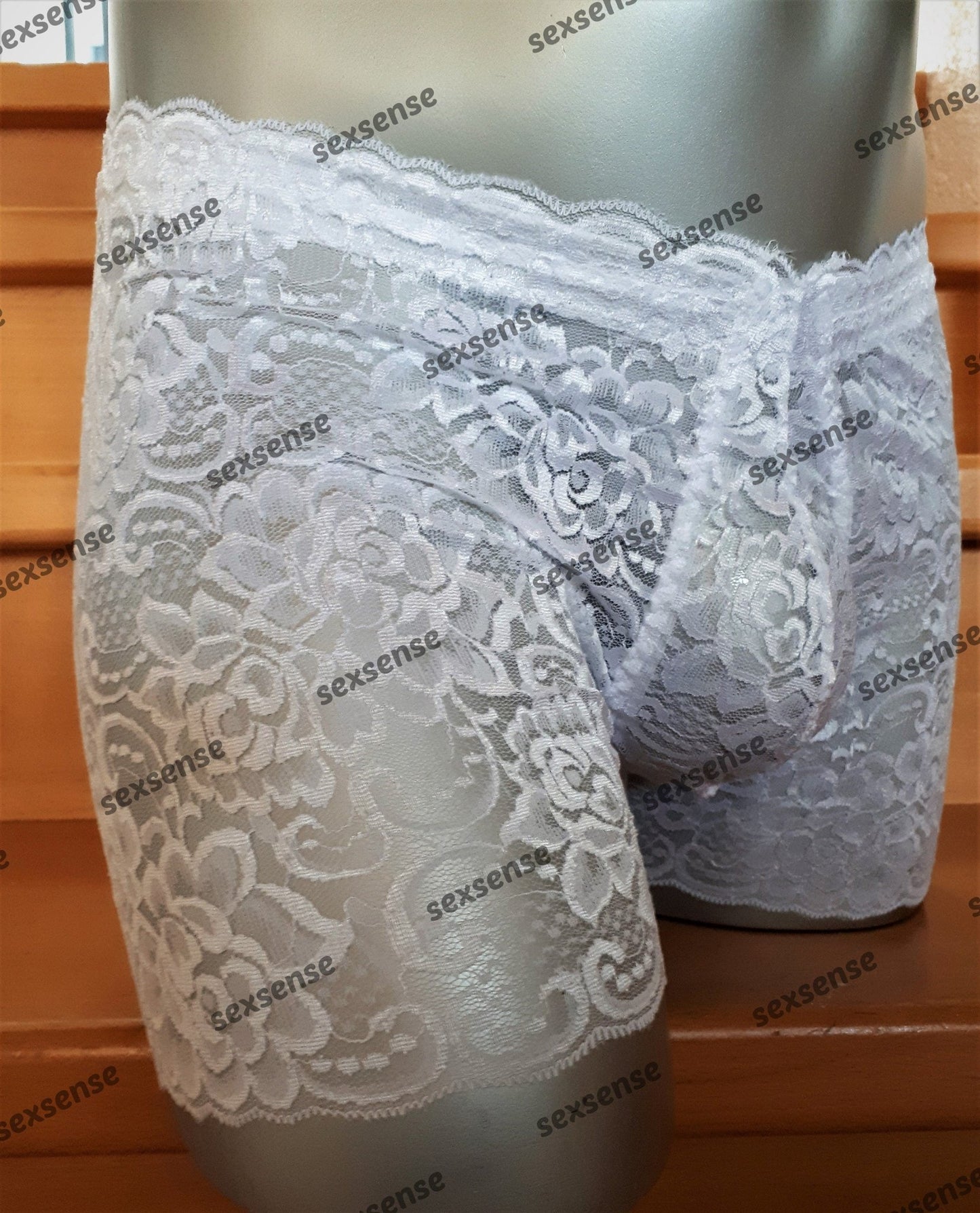 Boxershorts elastische weiße Spitze transparent feminin - SEXSENSE