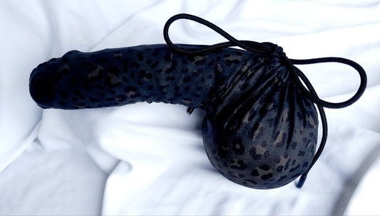 Penissocke Lümmeltüte Juwelensäckchen grau/ schwarz Leo Hodensack Onesleeve elastischer Lycra - SEXSENSE
