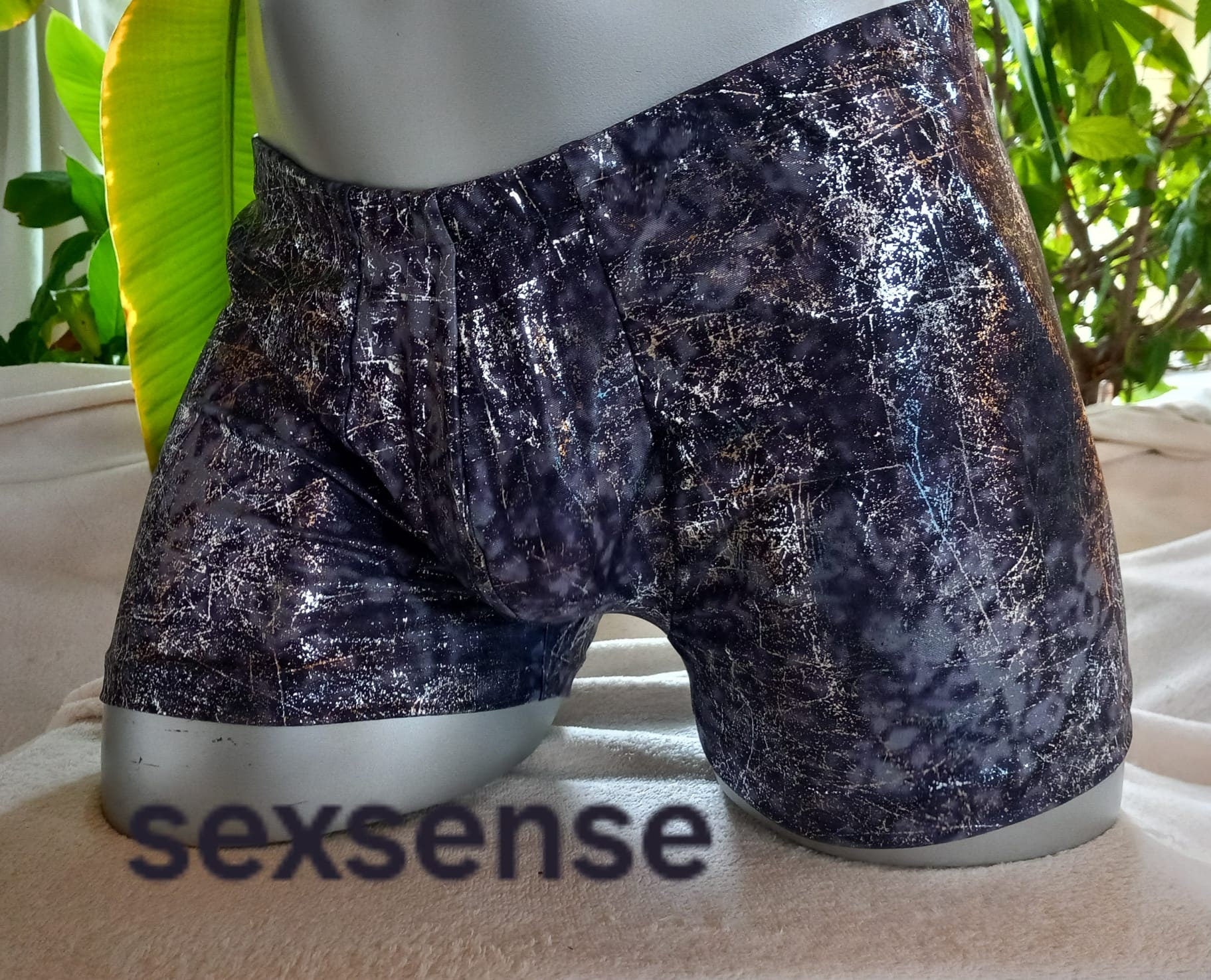 Boxershorts Badeshorts elastisch Jersey schwarz/grau/Silber - SEXSENSE
