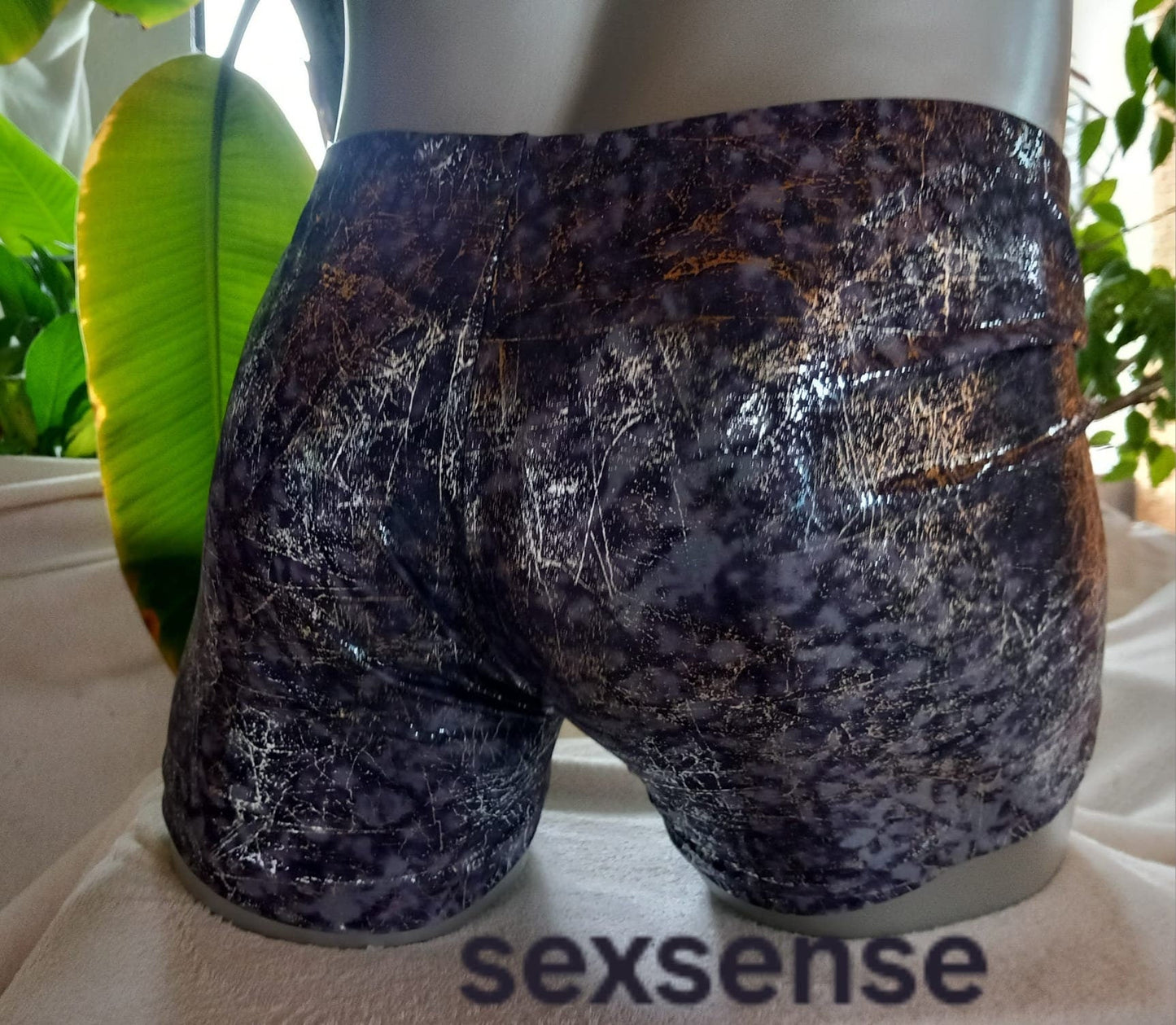 Boxershorts Badeshorts elastisch Jersey schwarz/grau/Silber - SEXSENSE