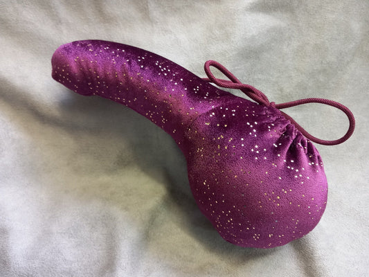 Penissocke Lümmeltüte Juwelensäckchen lila Samt mit Goldglimmer Sleeve elastische Lycra - SEXSENSE