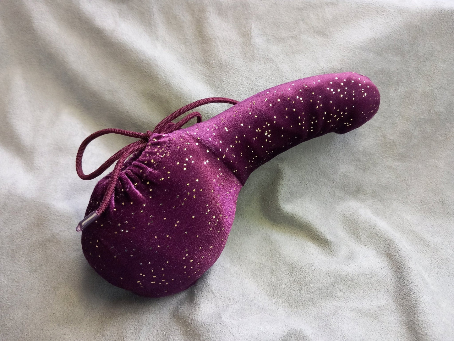 Penissocke Lümmeltüte Juwelensäckchen lila Samt mit Goldglimmer Sleeve elastische Lycra - SEXSENSE