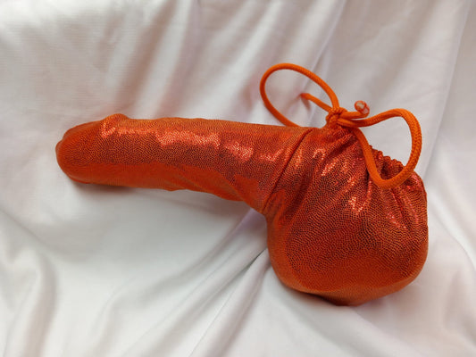Penissocke Lümmeltüte Juwelensäckchen orange Metallic Lycra erotisch Sleeve - SEXSENSE