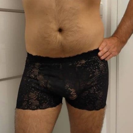 Boxershorts elastische Spitze schwarz transparent feminin - SEXSENSE