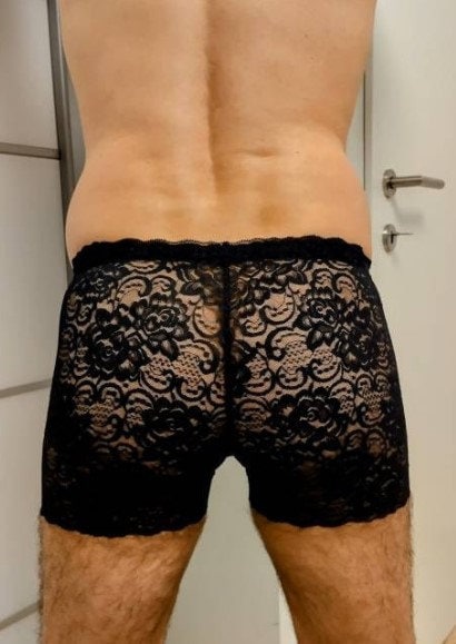 Boxershorts elastische Spitze schwarz transparent feminin - SEXSENSE