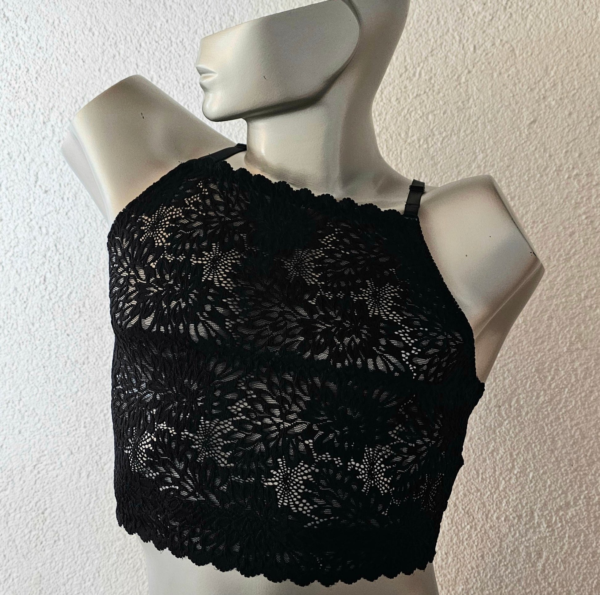 Herren Muscle - Shirt Bustier sportliche Unterwäsche elastische schwarze transparente Spitze - SEXSENSE