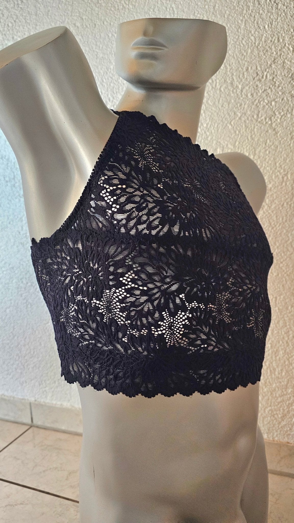 Herren Muscle - Shirt Bustier sportliche Unterwäsche elastische schwarze transparente Spitze - SEXSENSE