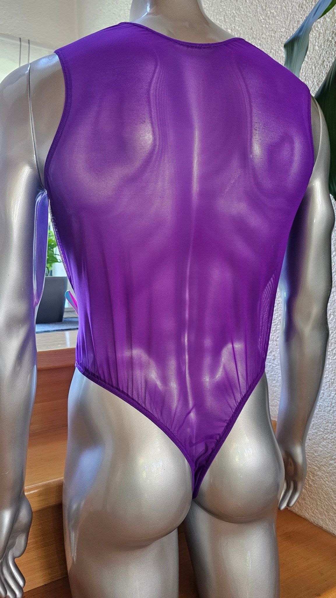 Herren String - Body Unterwäsche elastisch schwarz Nylon Mesh transparent - YourSensualSecrets