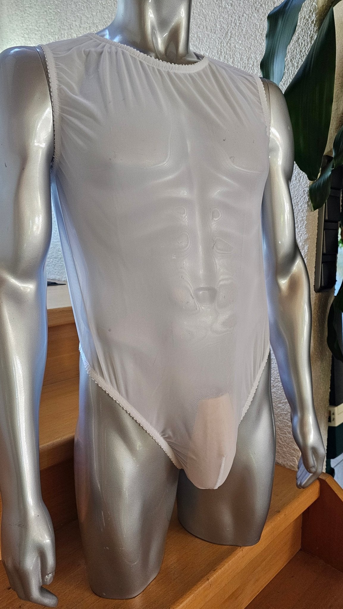 Herren String - Body Unterwäsche elastisch schwarz Nylon Mesh transparent - YourSensualSecrets