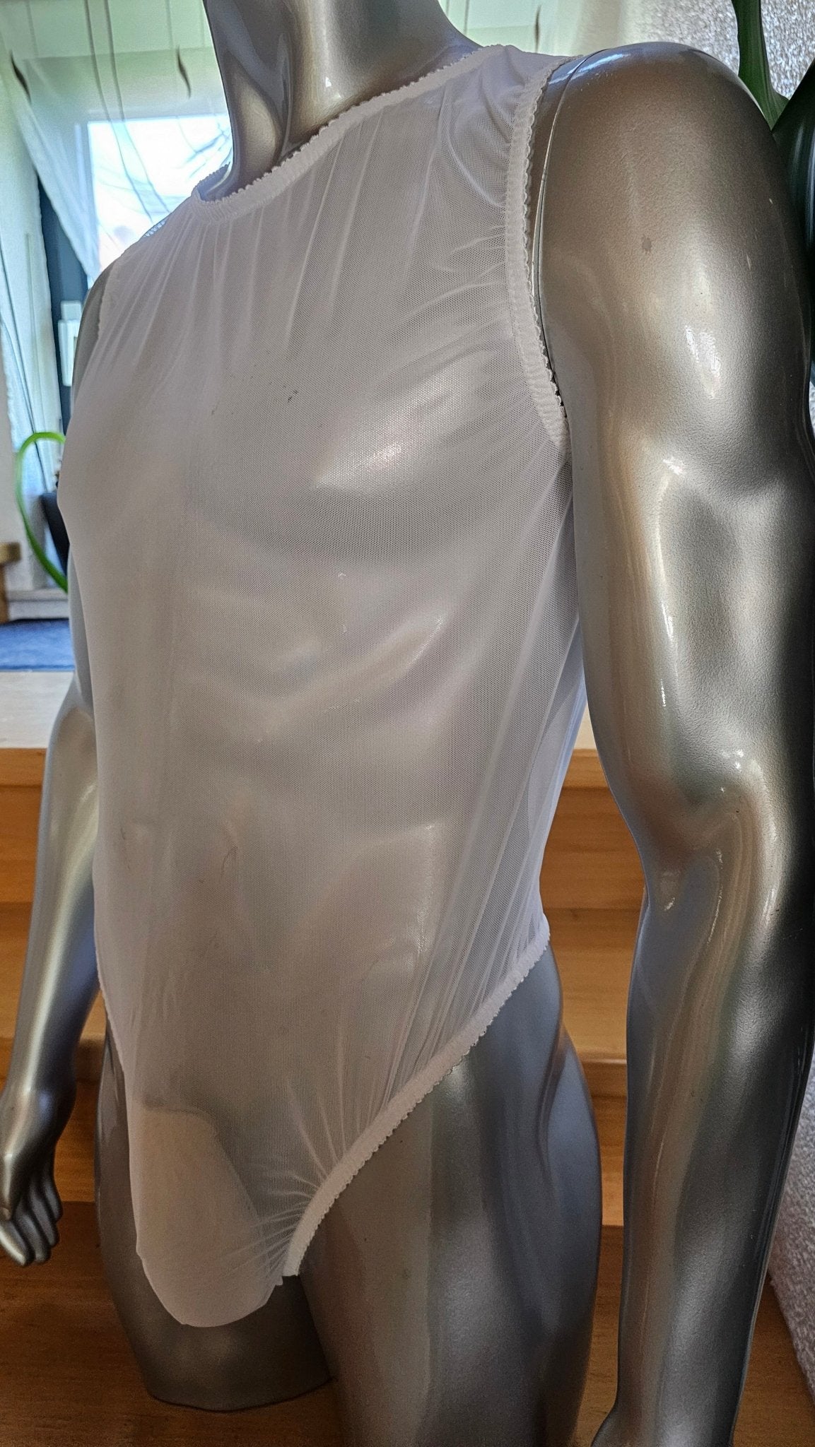 Herren String - Body Unterwäsche elastisch schwarz Nylon Mesh transparent - YourSensualSecrets