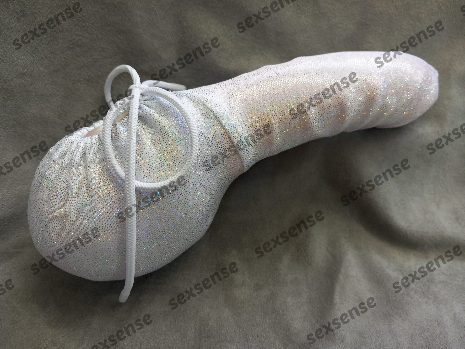 Penissocke Lümmeltüte Juwelensäckchen weißer Lycra mit Hologramm Glitter Onesleeve - SEXSENSE