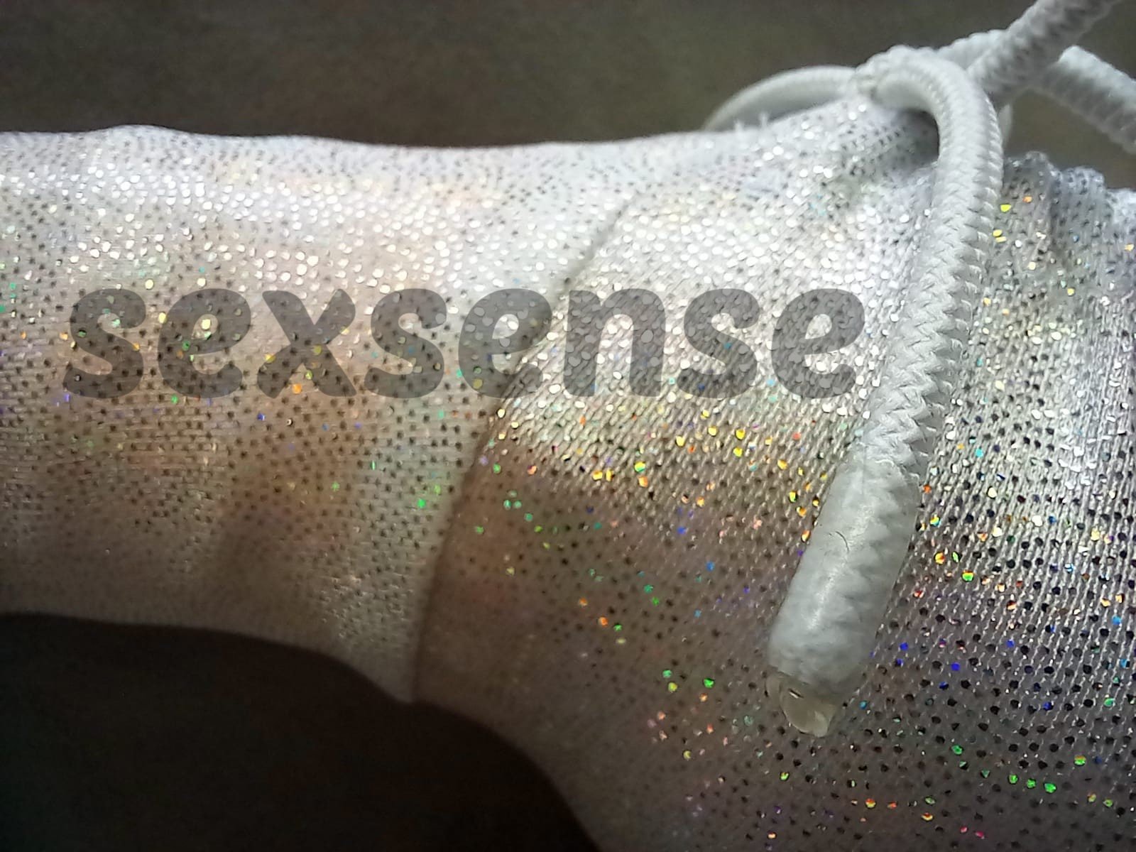 Penissocke Lümmeltüte Juwelensäckchen weißer Lycra mit Hologramm Glitter Onesleeve - SEXSENSE