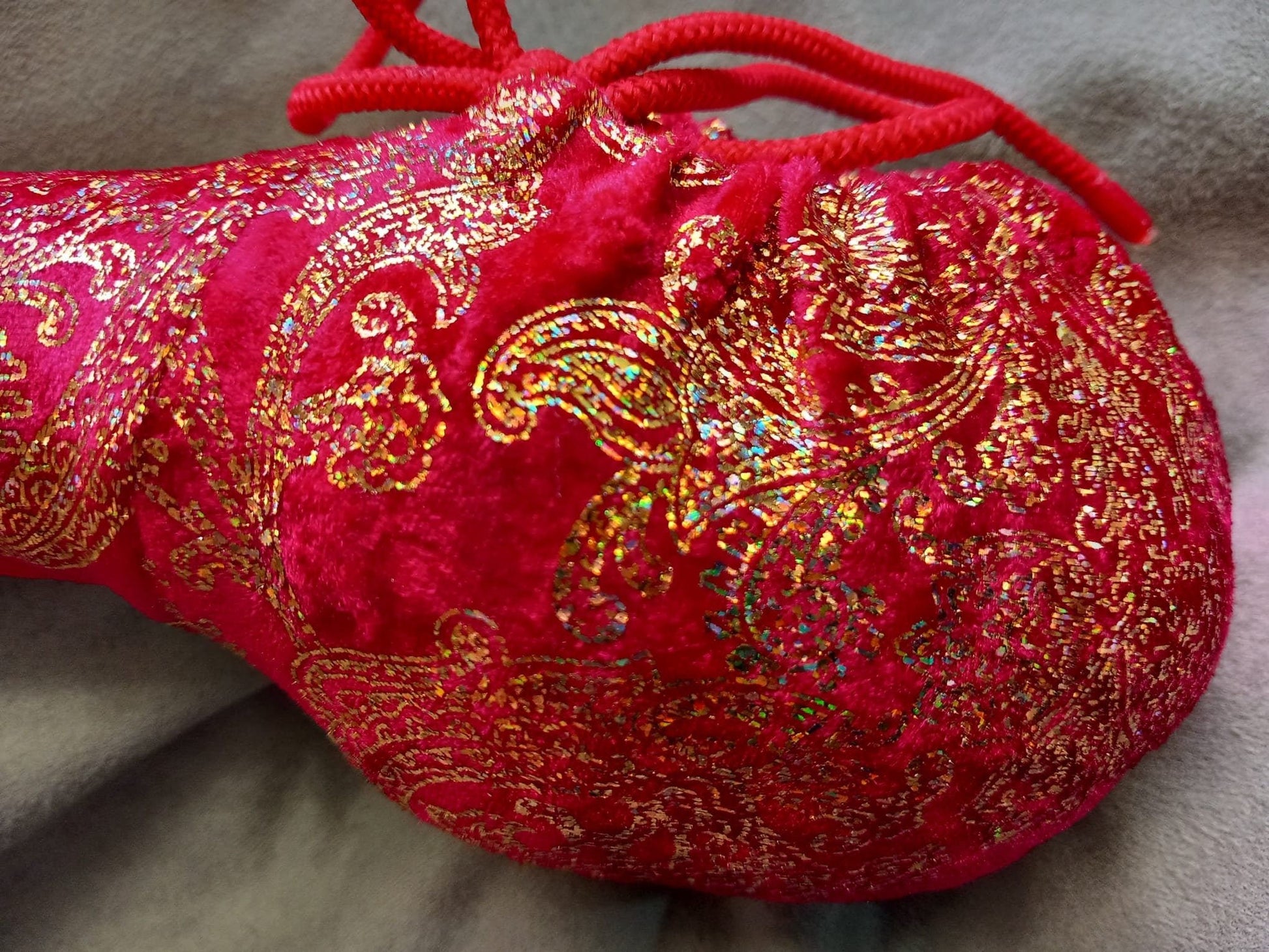 Penissocke Lümmeltüte Juwelensäckchen roter Samt Lycra mit Gold Willy Pyjama Arabische Nächte - SEXSENSE