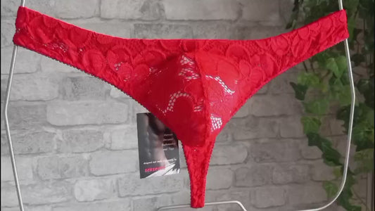 Spitzen String mit Push-Up in rot neues Design
